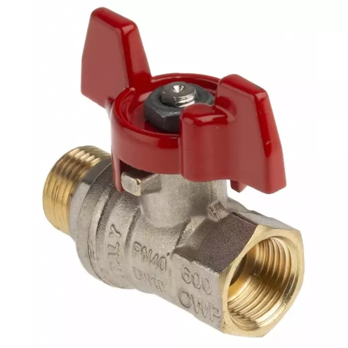 RS Pro Brass Full Bore 2 Way Ball Valve Threaded BSPP 3/8 inch 40 to 30 Bar Operating Pressure