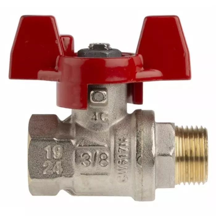 RS Pro Brass Full Bore 2 Way Ball Valve Threaded BSPP 3/8 inch 40 to 30 Bar Operating Pressure