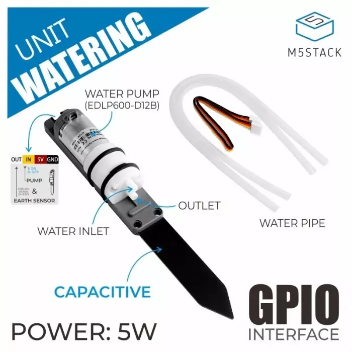 M5Stack Watering Unit with Moisture Sensor and Pump Sensor Board M5 Core, U101
