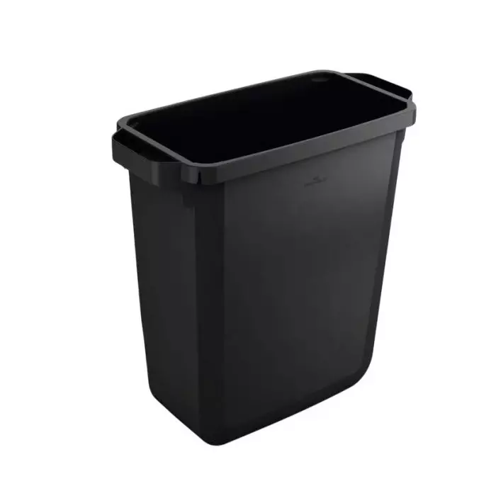 Durable 60L Black Plastic Waste Bin, 1800503221