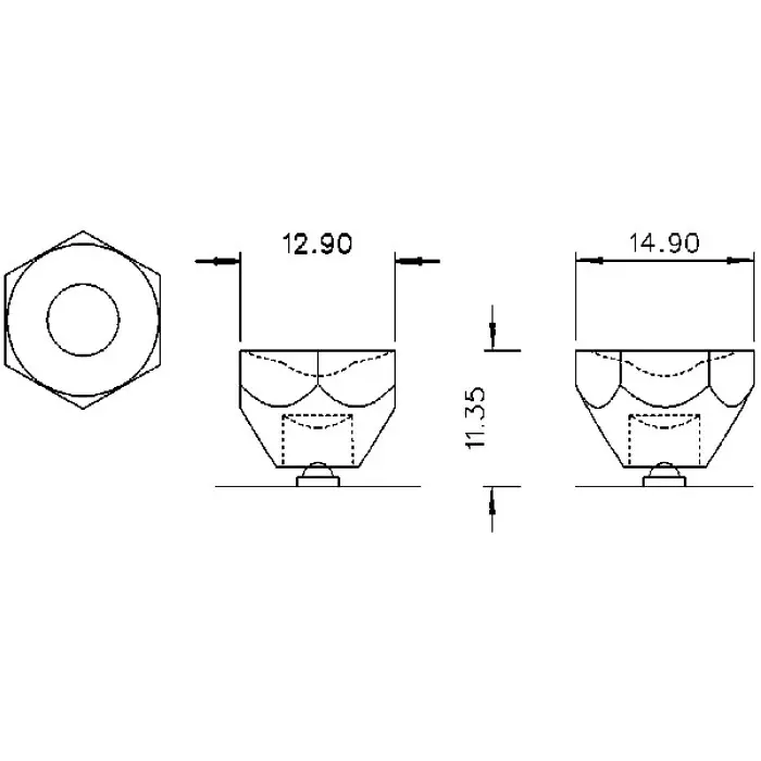 Polymer Optics Lens Assembly LED Lens & Holder, 14.9x12.9x12.45 mm, 17.55x15.2x10.6 mm Dimensions, 6° Viewing Angle, 170/223 (Pack of 2)