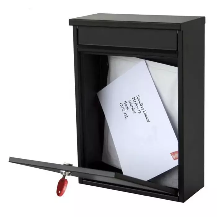 Securikey, BSPB-FRONT250-RK Mailbox Black, 250 mm Width, 365 mm Height, 110 mm Depth, 2.5 Kg, BSPB-FRONT250-RK