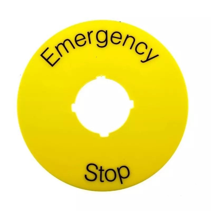 ABB Legend Plate for Use with 70 mm Emergency Stop, Emergency Stop, Stop, 1SFA616915R1005KTC15-1005