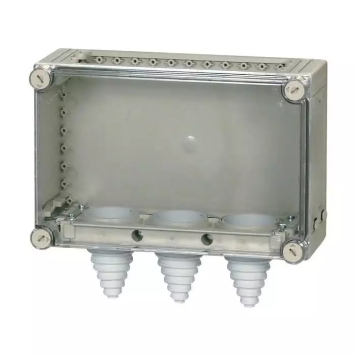 EATON xEnergy Series Light Grey Plastic General Purpose Enclosure, IP65, IK10, Transparent Lid, 250x375x150 mm, 081639 KST43-125