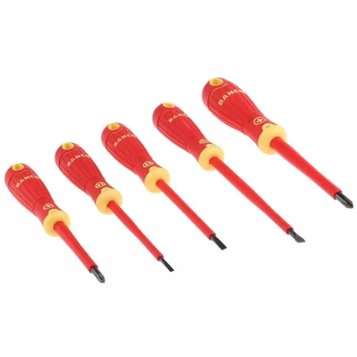 Bahco Phillips Slotted Insulated Screwdriver Set, B220.005 (Set of 5 Pcs)
