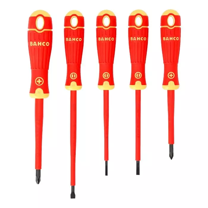 Bahco Phillips Slotted Insulated Screwdriver Set, B220.005 (Set of 5 Pcs)