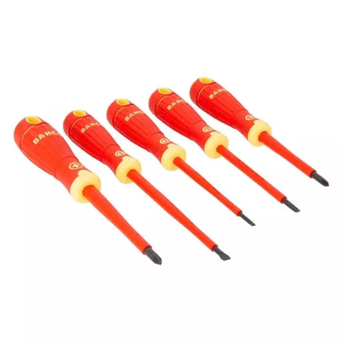 Bahco Phillips Slotted Insulated Screwdriver Set, B220.005 (Set of 5 Pcs)