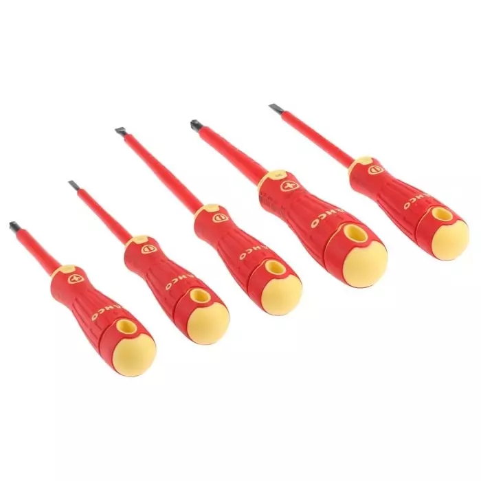Bahco Phillips Slotted Insulated Screwdriver Set, B220.005 (Set of 5 Pcs)