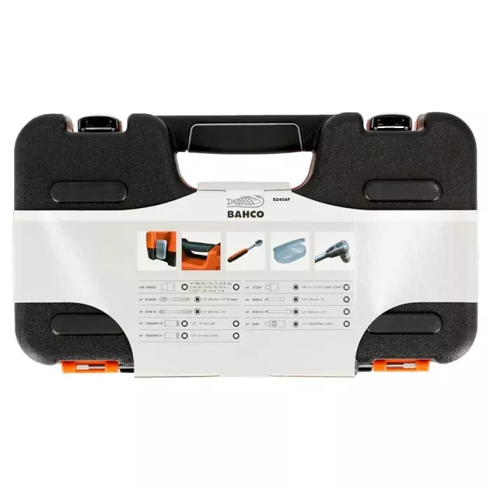 Bahco Standard Socket Set Imperial 1/2 inch with Ratchet 6 Point, S240AF (Set of 23 Pcs)