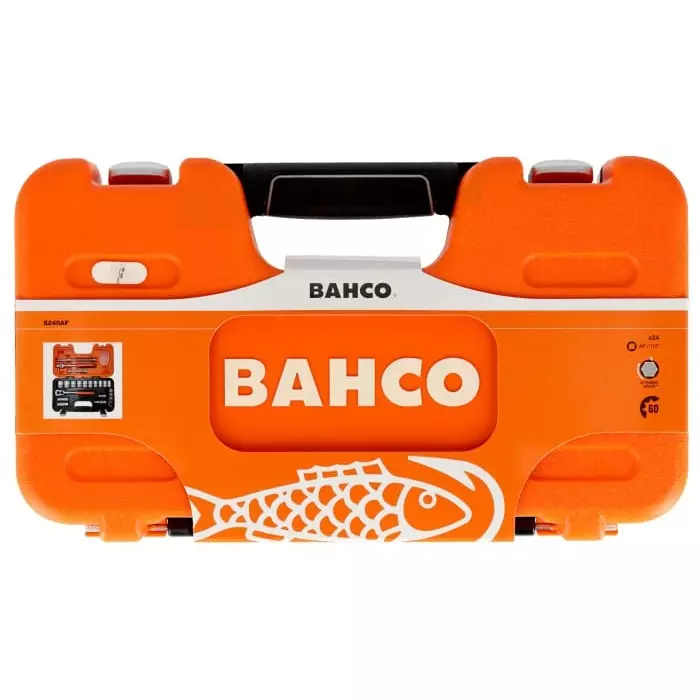 Bahco Standard Socket Set Imperial 1/2 inch with Ratchet 6 Point, S240AF (Set of 23 Pcs)