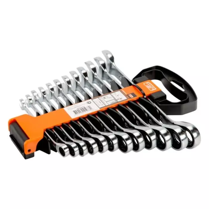 Bahco 1RM Series Ratchet Spanner Set 8-19 mm Alloy Steel, 1RM/SH12 (Set of 12 Pcs)