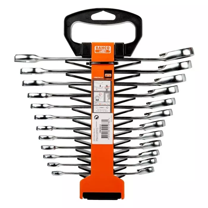 Bahco 1RM Series Ratchet Spanner Set 8-19 mm Alloy Steel, 1RM/SH12 (Set of 12 Pcs)