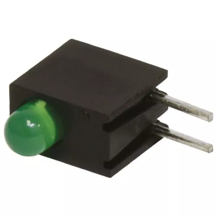 BIVAR Right Angle PCB LED Indicator Green Through Hole 2.8 V, H101CGD (Pack of 10 Pcs)