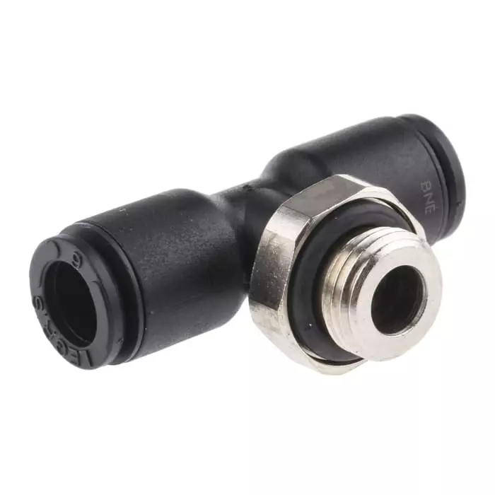 Legris LF3000 Series Tee Threaded Adaptor Push In 6 mm to Push In 6 mm Threaded-to-Tube Connection Style, 3198 06 10 (Pack of 5 Pcs)