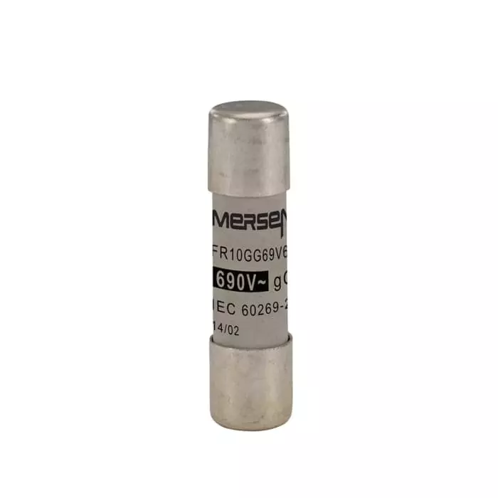 Mersen Slow-Blow Ceramic Cartridge Fuse 6 A 690 V AC 10x38 mm, FR10GG69V6 (Pack of 10 Pcs)