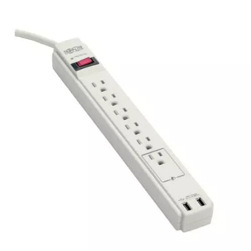 TRIPP LITE Standard Series Surge Protector 6 Outlet 110 to 126 VAC 990 J Energy Rating, TLP606USB