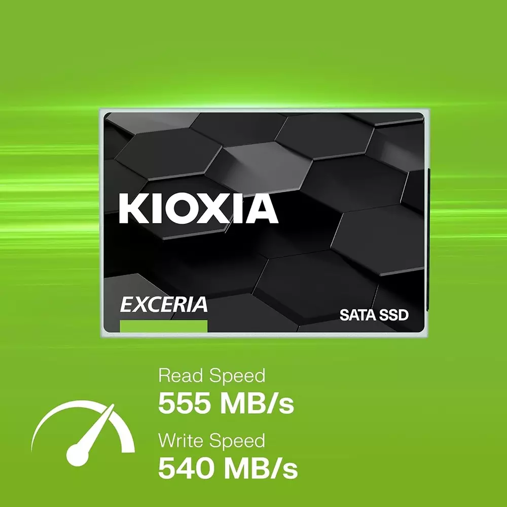 KIOXIA EXCERIA SATA SSD with BiCS Flash TLC 960 GB Storage 555 MB/Sec Read Speed Black for Desktop & Laptop