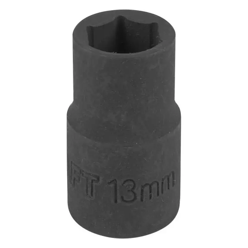 FORCEKRAFT Impact Socket 6 Point Grip Black Chrome Molybdenum Steel 13 mm Diameter Black Oxide Finish for Industrial Use