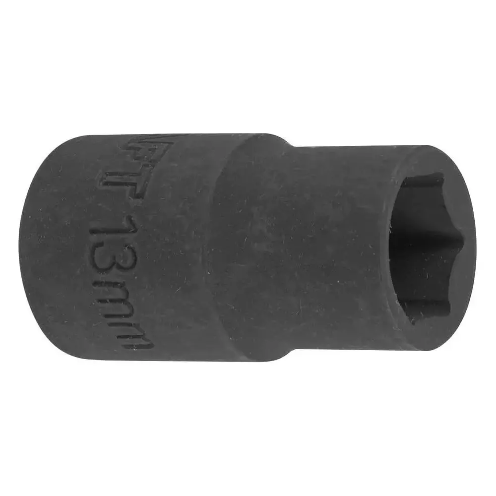 FORCEKRAFT Impact Socket 6 Point Grip Black Chrome Molybdenum Steel 13 mm Diameter Black Oxide Finish for Industrial Use