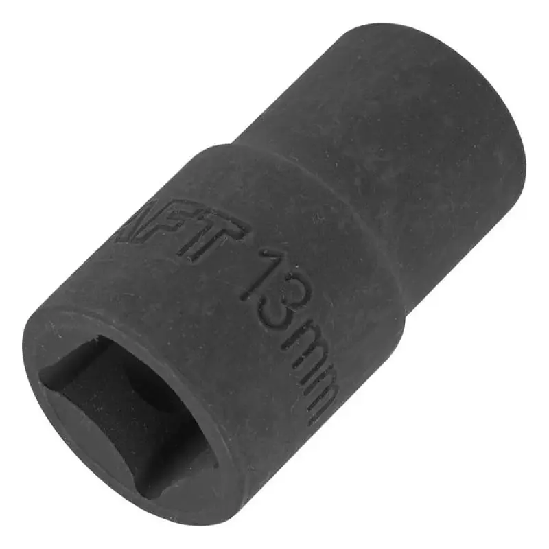 FORCEKRAFT Impact Socket 6 Point Grip Black Chrome Molybdenum Steel 13 mm Diameter Black Oxide Finish for Industrial Use