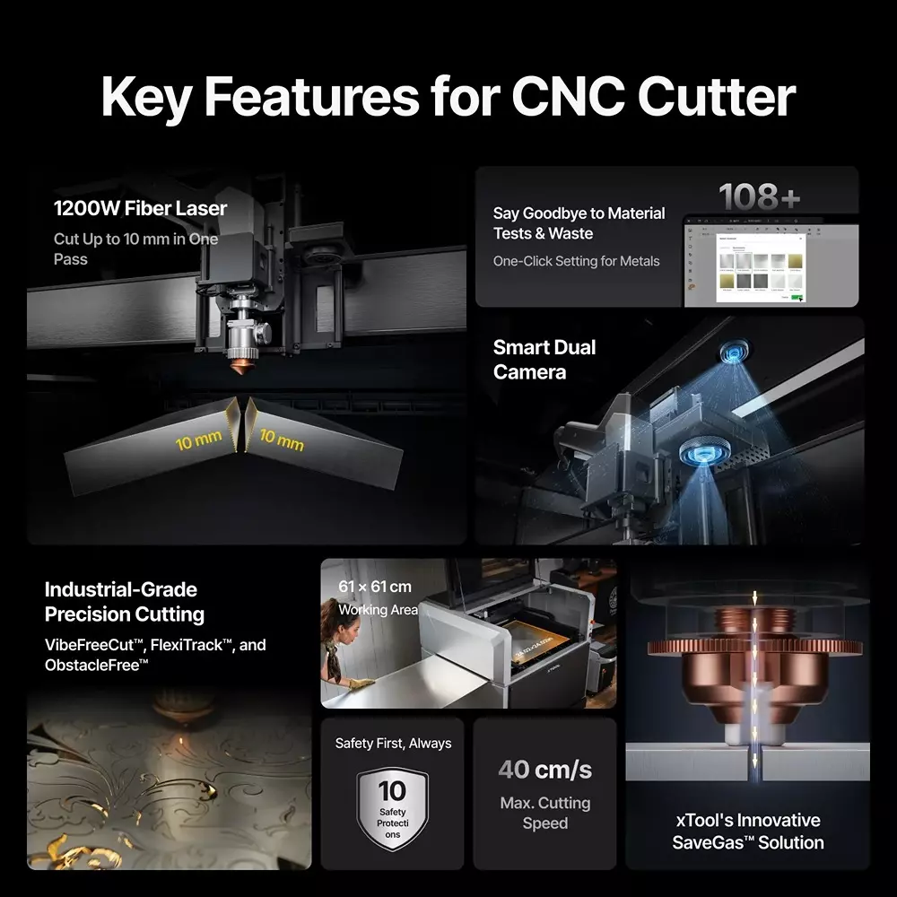 XTOOL MetalFab CNC Laser Cutter 1200 W Laser Power and 400 mm/s Max. Working Speed