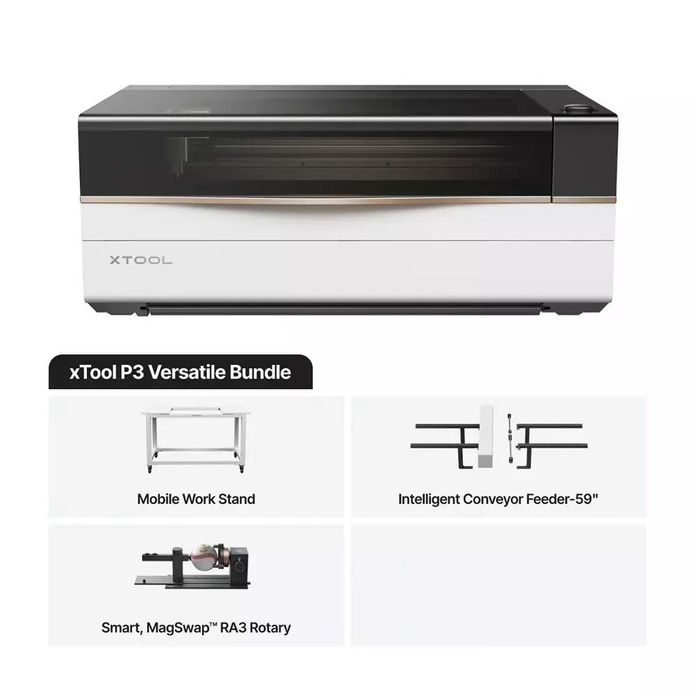 XTOOL P3 80 W Flagship CO₂ Laser Cutter with Intelligent Automation, Versatile Bundle 1200 mm/s Max. Working Speed and 1500 W Input Power
