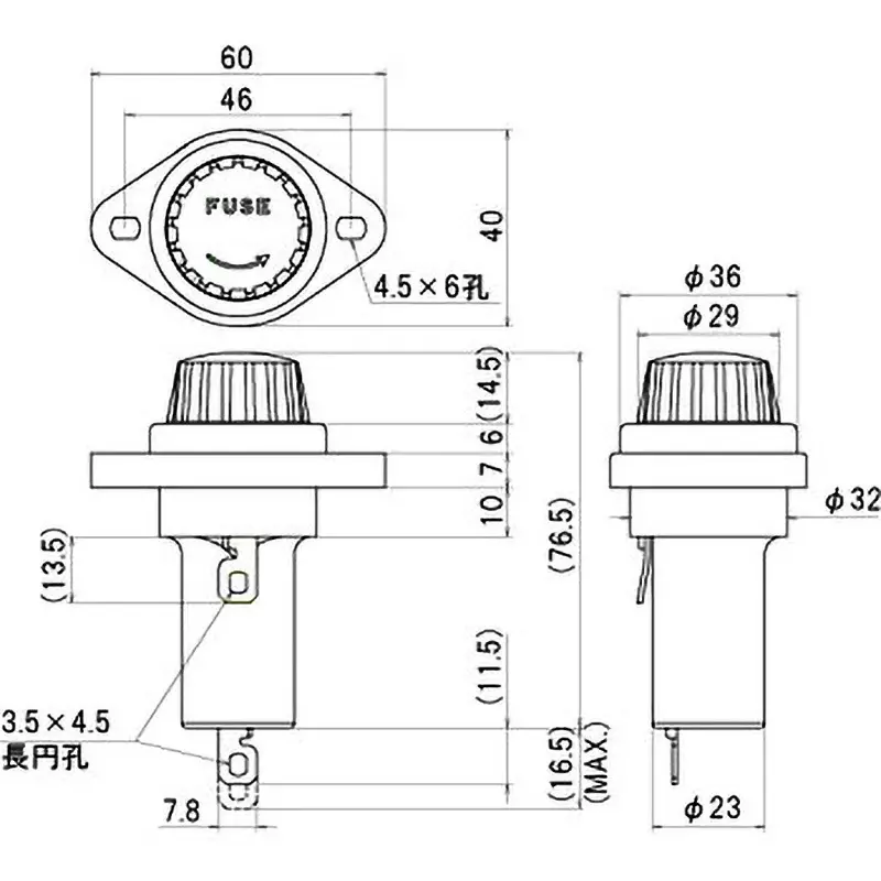 sato-parts-fuse-holder-cylindrical-screw-type-dc500v-100-m-or-more-black-for-f-7170-f-31