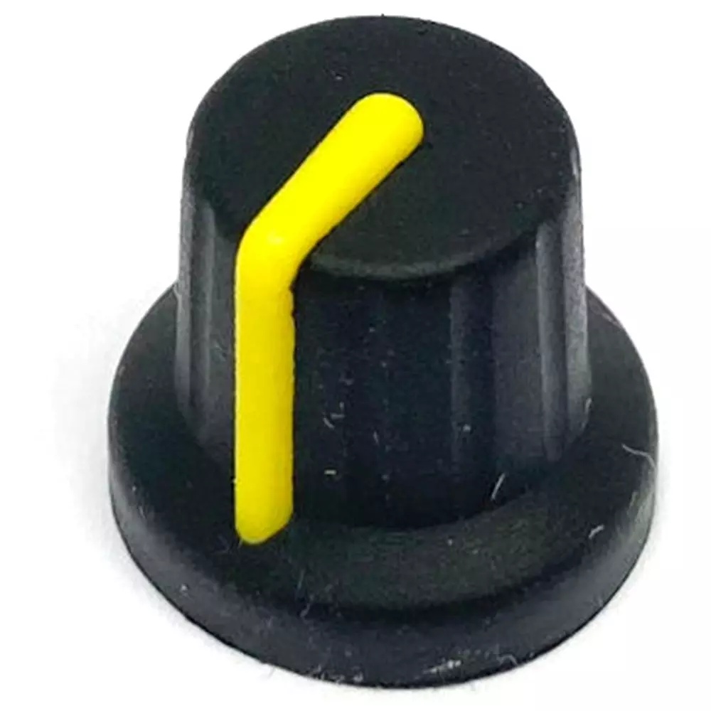 Kyoritsu Electronics Knurled Shaft Knob Rubber Material Yellow/black Round type, WTN-15-1199 黄
