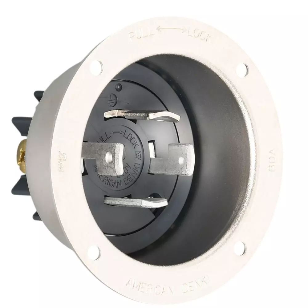 AMERICAN DENKI Hook Type Flange Inlet 250 V Rated Voltage, 4625