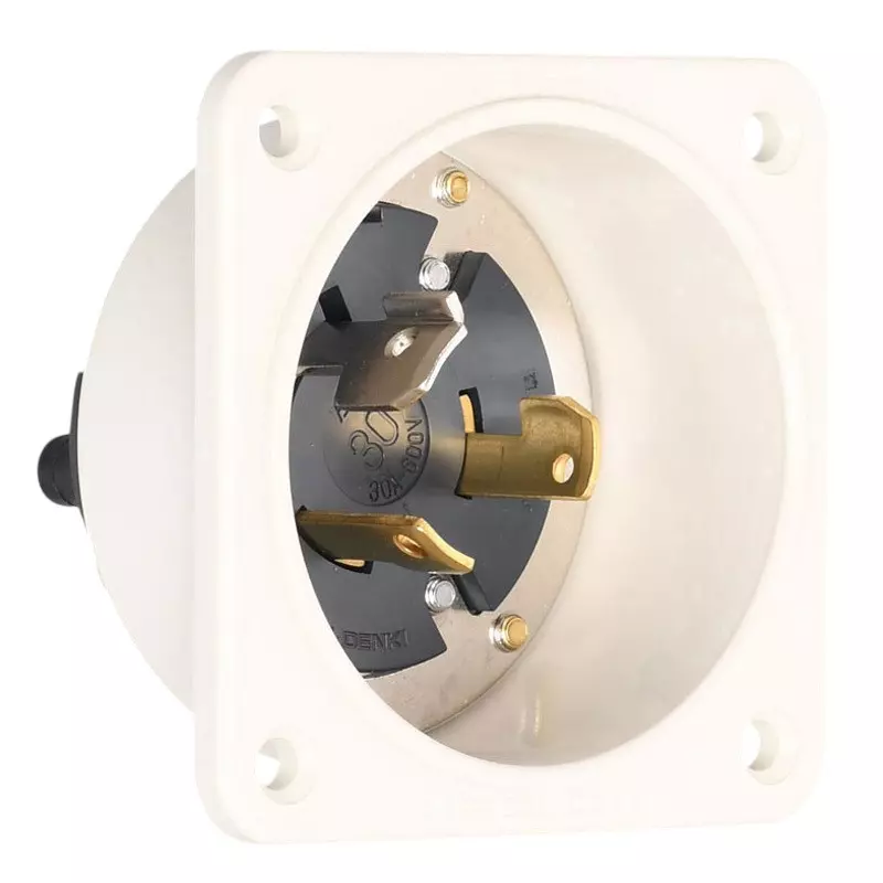 AMERICAN DENKI Hook Type Flange Inlet 600 V Rated Voltage, 3365N