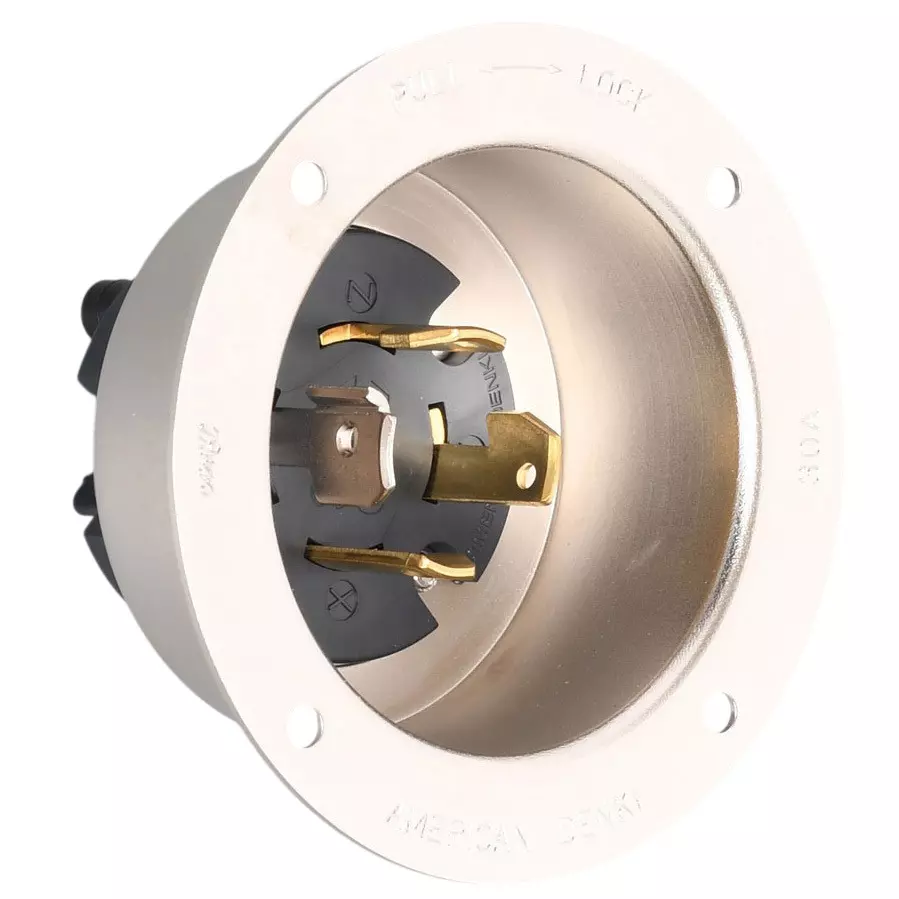 AMERICAN DENKI Hook Type Flange Inlet 600 V Rated Voltage, 4365