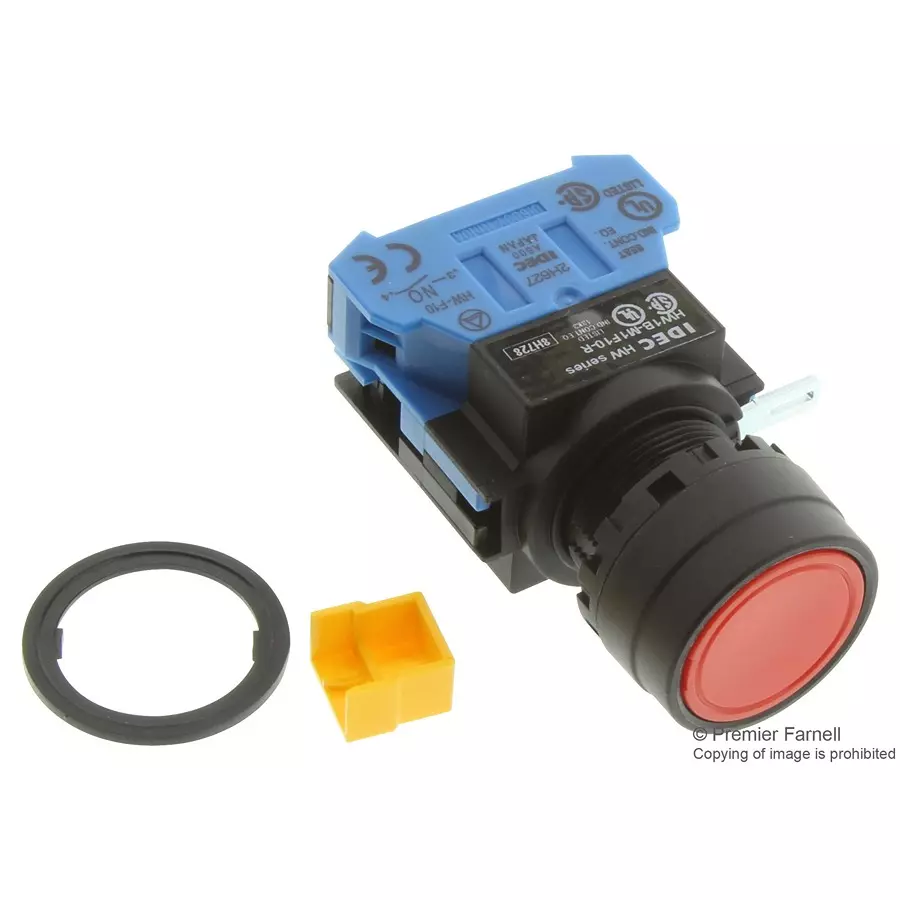 IDEC SWITCH, INDUSTRIAL PUSHBUTTON, 22MM, HW1B-M1F10-R