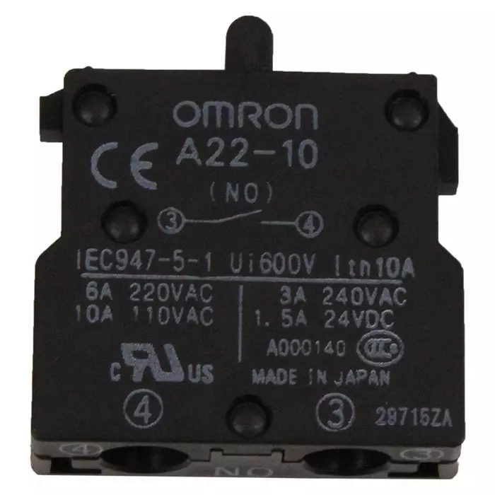 OMRON INDUSTRIAL AUTOMATION SWITCH BLOCK, SPST-NO, 1POLE, A22-10