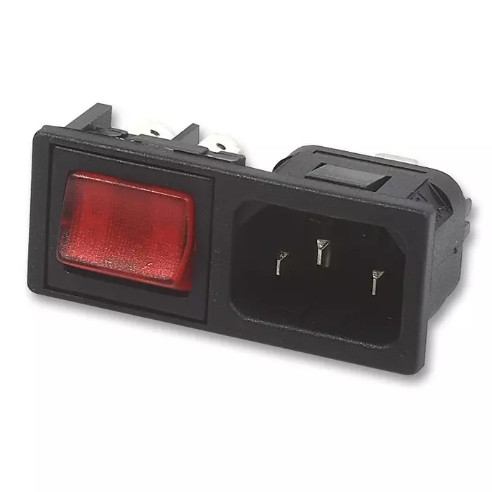 BULGIN LIMITED INLET, IEC, SWITCHED, RED, BZM27/Z0000/59B