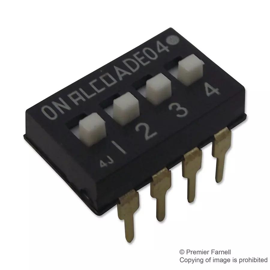 ALCOSWITCH - TE CONNECTIVITY Dip Switch, 4Pos, Spst, Slide, 1825360-3