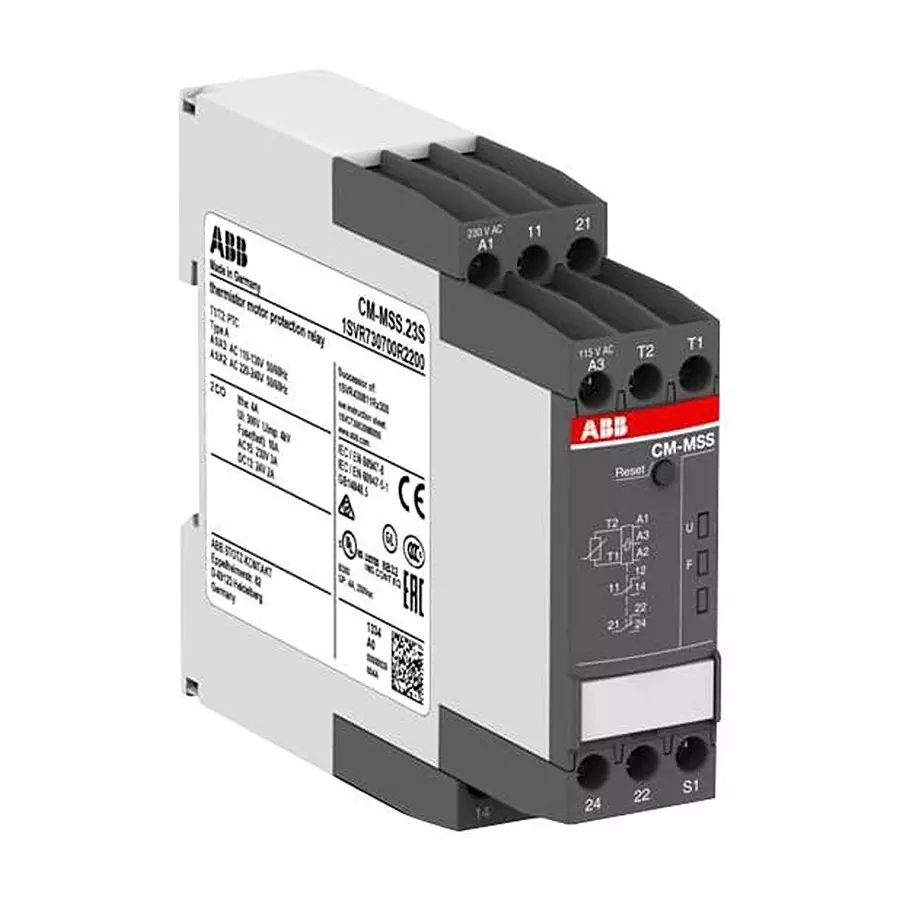 ABB Motor Protect Relay, Dpdt, 130Vac/240Vac, 1SVR730700R2200