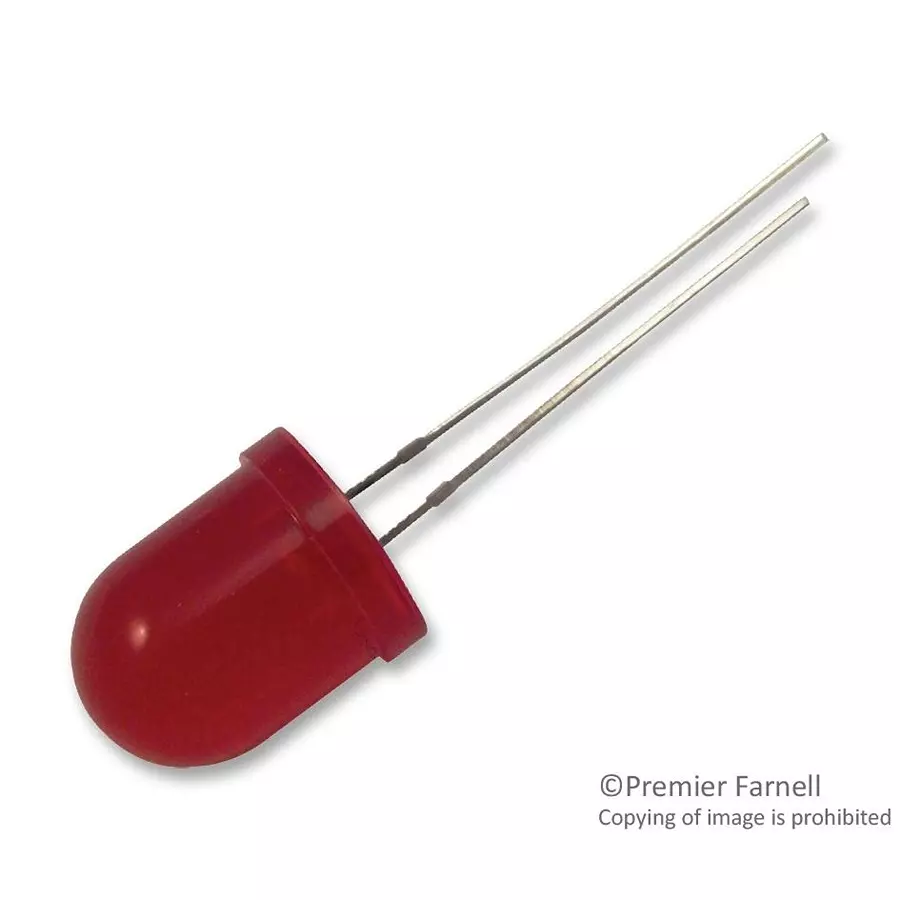 KINGBRIGHT LED, 10 mm, Red, 100Mcd, 617Nm, L-813ID (Pack of 5)