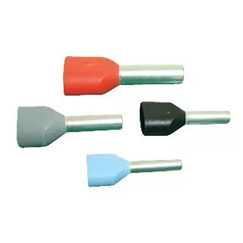 JST (JAPAN SOLDERLESS TERMINALS) Ferrule, Insulated, Twin, 0.5 mmsq.,Pk100, TWE0.5-8 (Pack of 100)