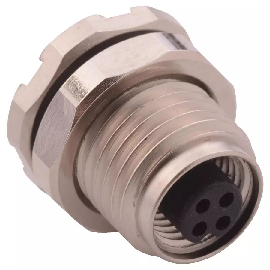 NORCOMP Sensor Connector, M5, Rcpt, 4Pos, Panel, 852-004-213R001.