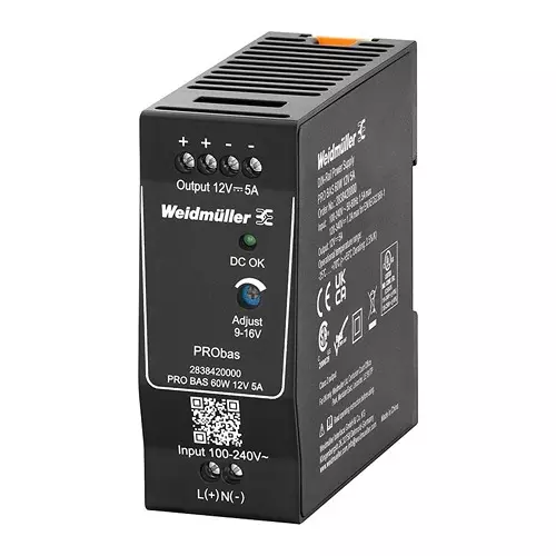 Weidmuller POWER SUPPLY, AC-DC, 12V, 5A, 2838420000