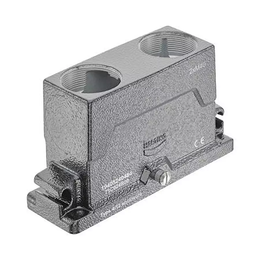 Harting Heavy Duty Hoods / Housings / Bases HEAVY DUTY HOOD, 1 LEVER, SIZE 24B, ALUM, 19405240484