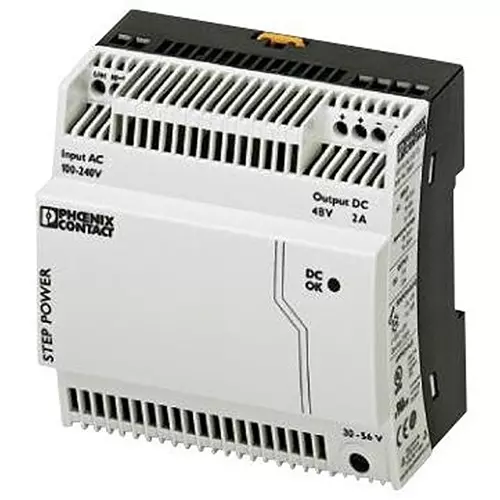Phoenix Contact AC / DC DIN Rail Mount Power Supplies PSU, DIN RAIL, 48V, 2A, STEP-PS/1AC/48DC/2