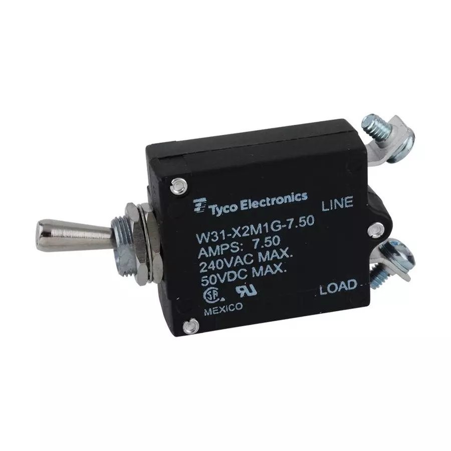 TE CONNECTIVITY CIRCUIT BREAKER, THERMAL, 1P, 250V, 7.5A, W31-X2M1G-7.50.