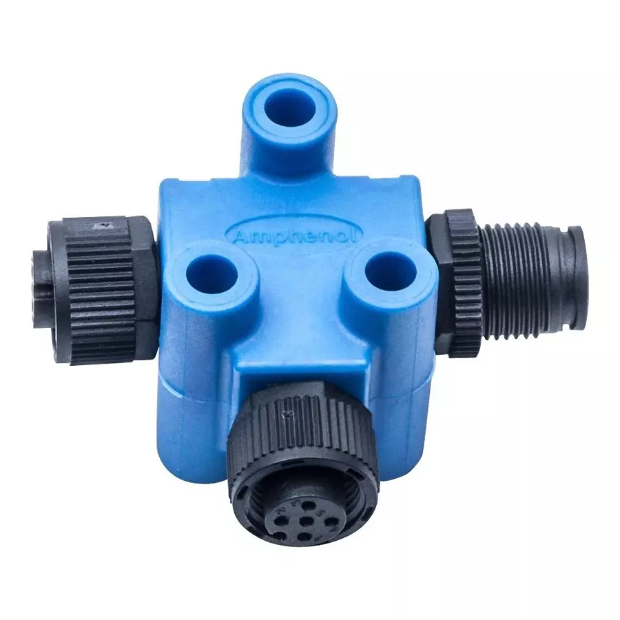 AMPHENOL LTW T ADAPTER, RCPT-PLUG-RCPT, 5POS, PLASTIC, HPC-050505-FFM-TS001