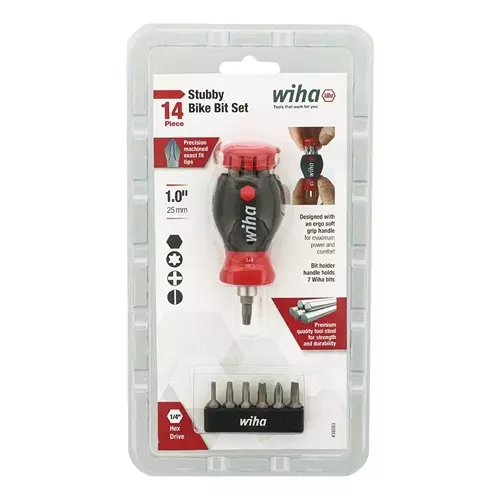 WIHA TOOLS STUBBY BIKE REPAIR MULTI DRIVER BIT SET, 38083
