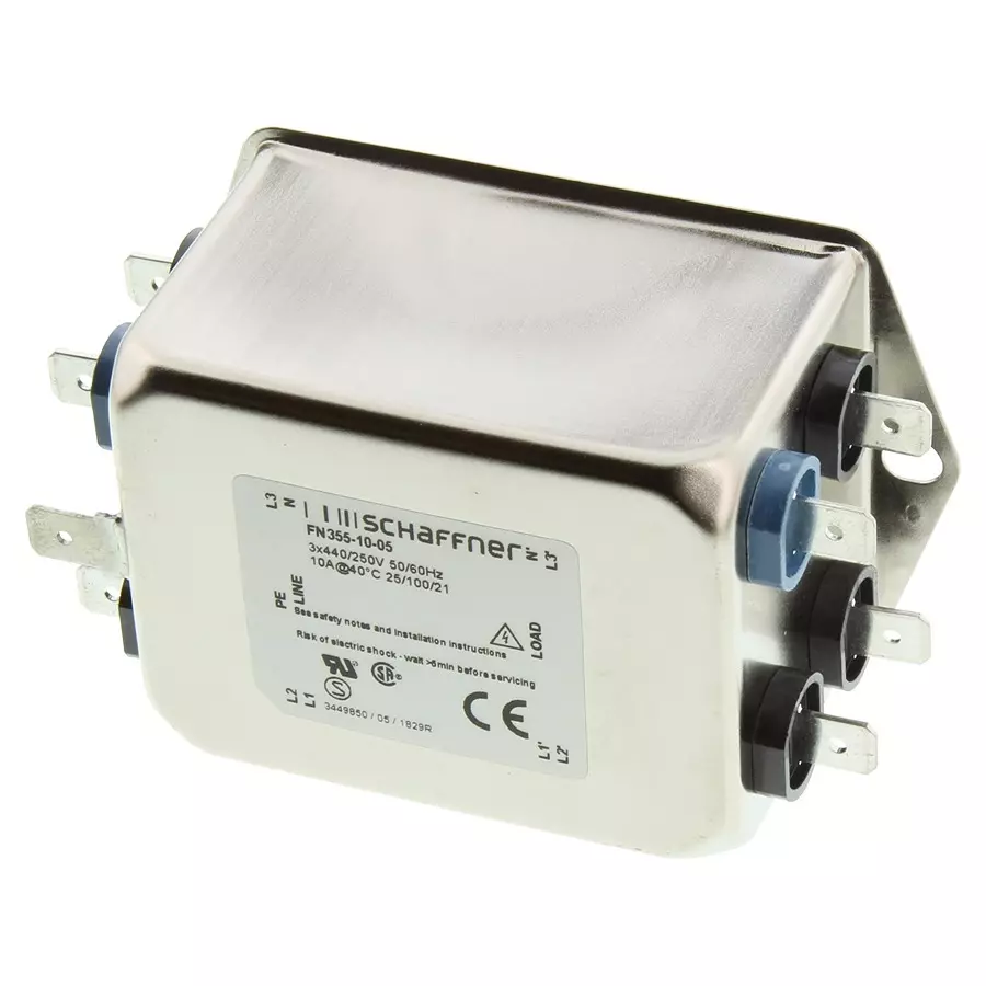 SCHAFFNER - TE CONNECTIVITY PWR LINE FILTER, 3 PH+NEUTRAL, 3A, 440V, 800090-SF