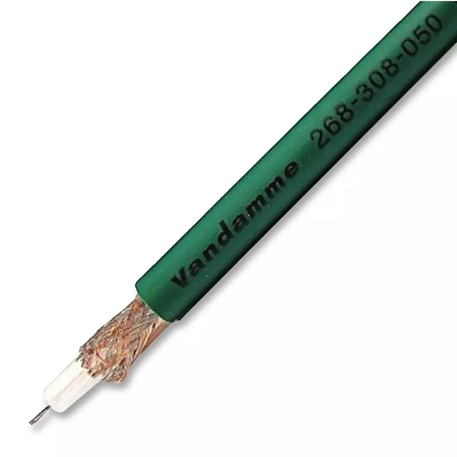 VAN DAMME Cable, Coax, Video, Green, Per M, 268308C