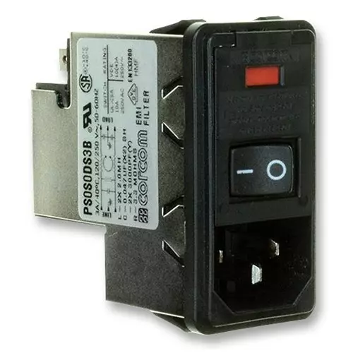 CORCOM - TE CONNECTIVITY FILTER, INLET, IEC, DUAL FUSE, 3A, PS0S0DH3B