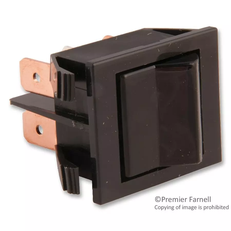 EATON SWITCH, ROCKER, DPDT, 16A, 250V, BLACK, 2602-11E
