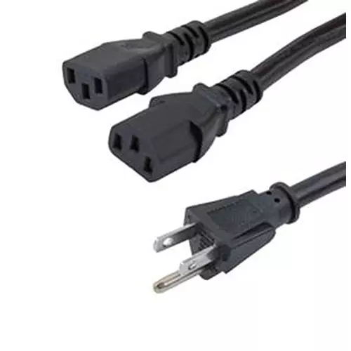 L-COM PWR CORD, N5-15P-2X IEC C13, 3 , 15A, N515P-C132-15-3F